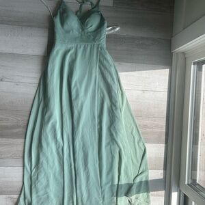 Azazie Green Spaghetti Strap Sleeveless Gown